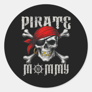 Pegatina Redonda Pirata Mami Jolly Roger Bandera Y Crusanos De Cala