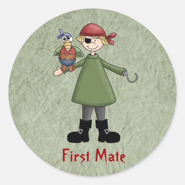 Pegatina Redonda Pirata - Pegatinas del Primer Oficial (Anverso)