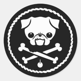 Pegatina Redonda Pirata Pug