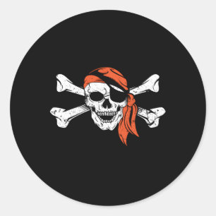 Pegatina Redonda Pirata Skull Crossbone Pirate Flag