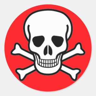 Pegatina Redonda Pirata Skull y Crossbone