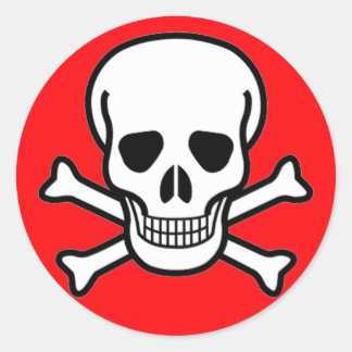 Pegatina Redonda Pirata Skull y Crossbone