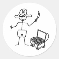 Pirata Stickman con el tesoro del pecho