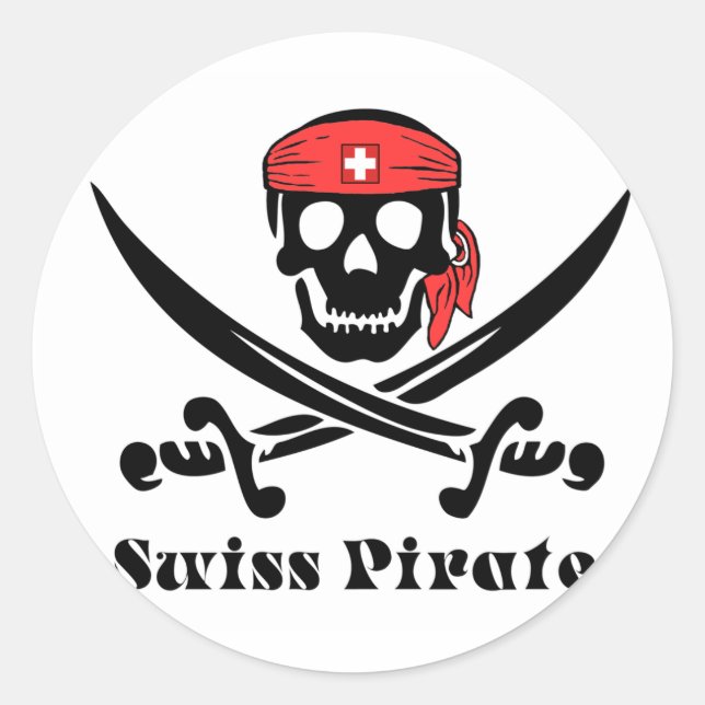 Pegatina Redonda Pirata suizo (Anverso)