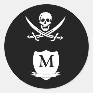 Pegatina Redonda Pirata y monograma