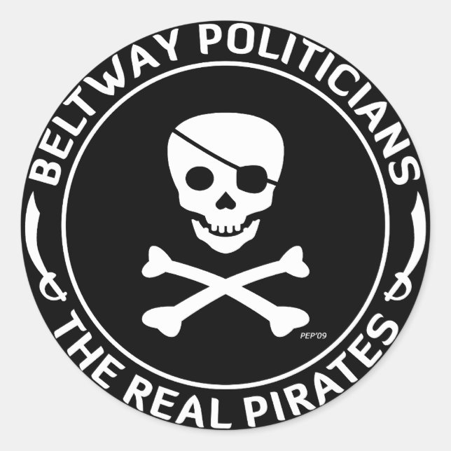 Pegatina Redonda Piratas de Beltway (Anverso)