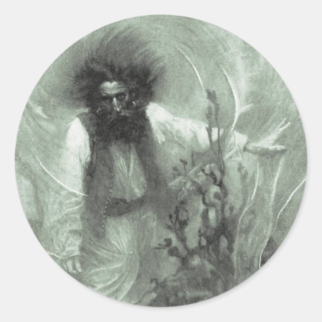 Pegatina Redonda Piratas de época, capitán Goldsack por Howard Pyle (Anverso)