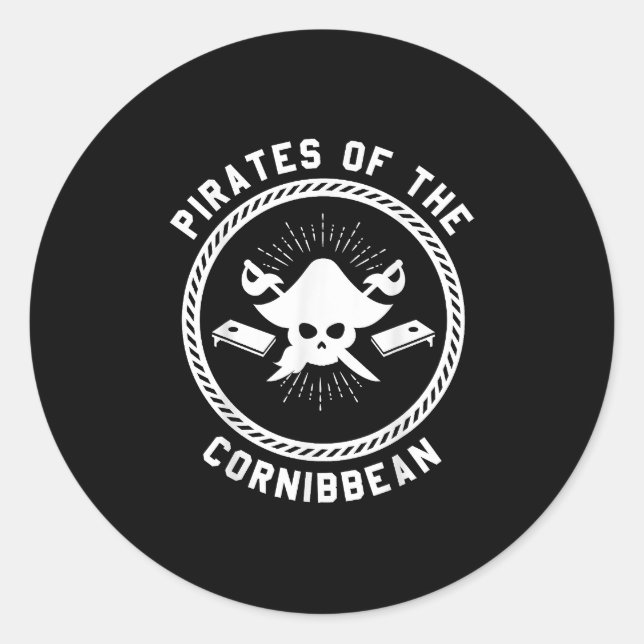 Pegatina Redonda Piratas del Cornhole (Anverso)