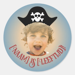 Pegatina Redonda Piratas Foto Sticker– Nombre & Edad -