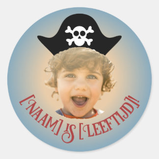 Pegatina Redonda Piratas Foto Sticker– Nombre & Edad -