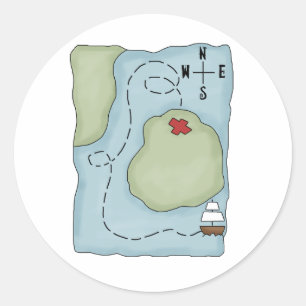 Pegatina Redonda Piratas Mapa de Piratas