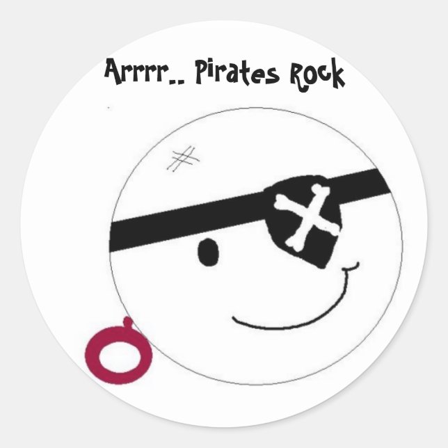 Pegatina Redonda Piratas Rock (Anverso)