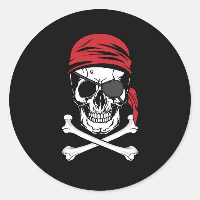 Pegatina Redonda Piratas | Ropa de parche ocular pirata (Anverso)