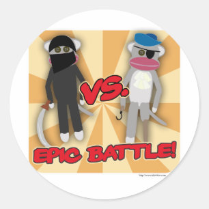 Pegatina Redonda Piratas Vs. Monos Ninja