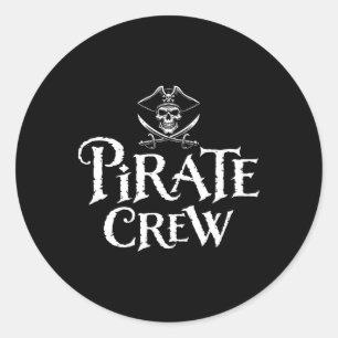 Pegatina Redonda Pirate Crew Gracioso Costume Halloween Papá Mamá N
