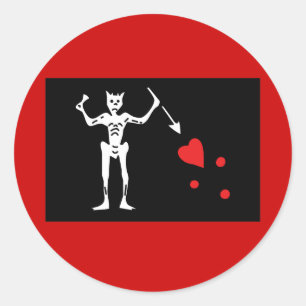 Pegatina Redonda Pirate de barba negra FLag