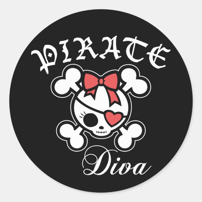Pegatina Redonda Pirate Diva (Anverso)