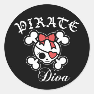 Pegatina Redonda Pirate Diva