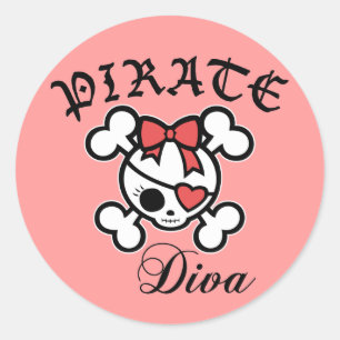 Pegatina Redonda Pirate Diva