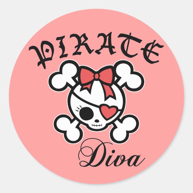 Pegatina Redonda Pirate Diva (Anverso)