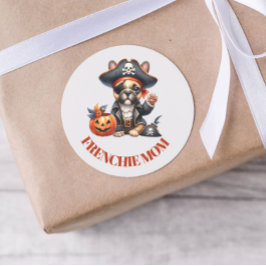 Pegatina Redonda Pirate French Bulldog Halloween Frenchie Mom