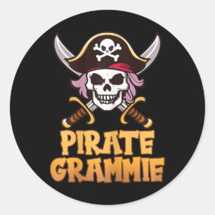 Pegatina Redonda Pirate Grammie Funny Capitán Abuela Halloween Cos