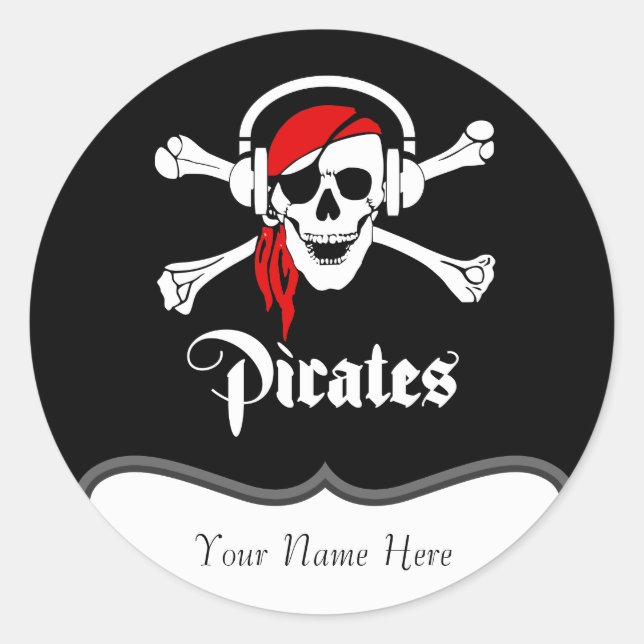 Pegatina Redonda Pirate Jolly Roger (Anverso)