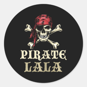 Pegatina Redonda Pirate Lala Skull Matando Abuela Halloween Costu