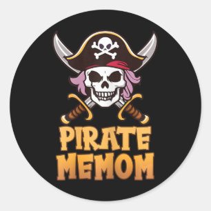Pegatina Redonda Pirate Memom Funny Capitán Coincidiendo con el Cos