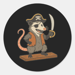 Pegatina Redonda Pirate Opossum Funny Disstuma de Halloween Amor Po