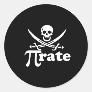 Pegatina Redonda Pirate Pi Valora La Camisa Por Los Piratas De Las