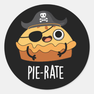 Pegatina Redonda Pirate Pie Pun Dark BG divertido de tasa rápida