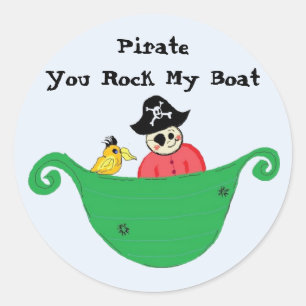 Pegatina Redonda Pirate, rocas mi barco