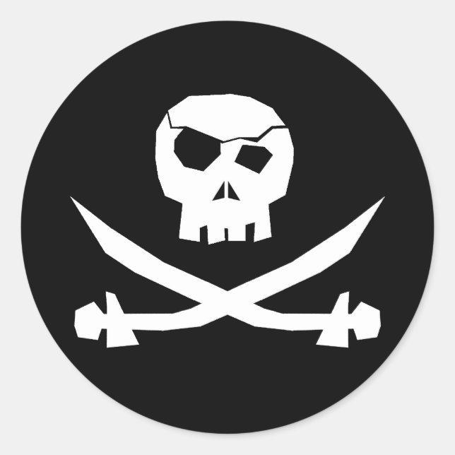 Pegatina Redonda Pirate Skull (Anverso)