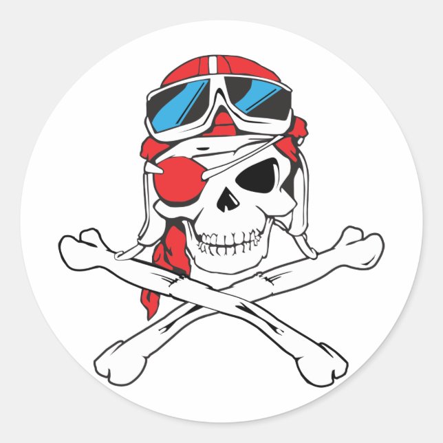 Pegatina Redonda Pirate Skull (Anverso)