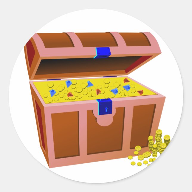 Pegatina Redonda Pirate Treasure Chest (Anverso)