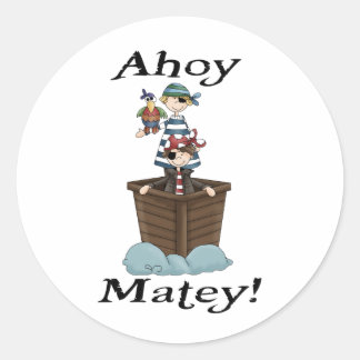 Pegatina Redonda Pirates Ahoy Matey