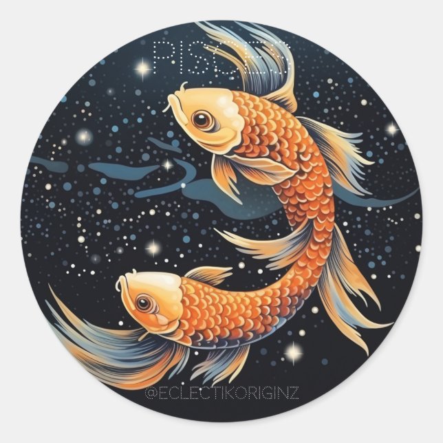 Pegatina Redonda Pisces (Anverso)