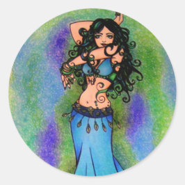 Pegatina Redonda Pisces Belly Dancer Art