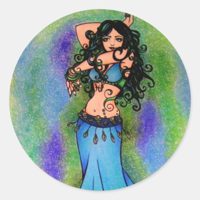 Pegatina Redonda Pisces Belly Dancer Art (Anverso)