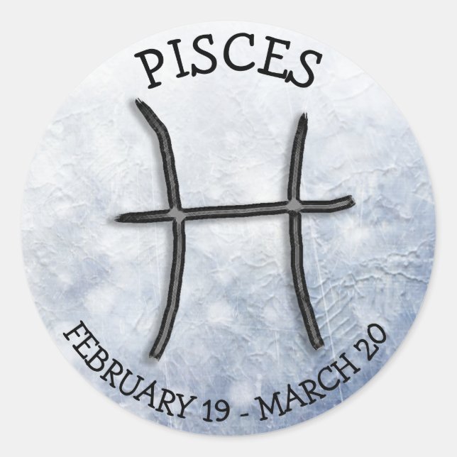 Pegatina Redonda Pisces Horoscope Rótulo Astrológico Zodiaco (Anverso)