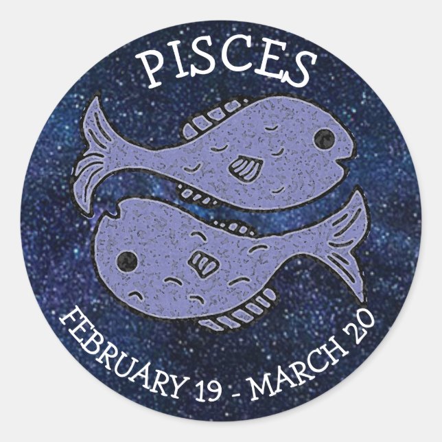 Pegatina Redonda Pisces Horoscope Rótulo Astrológico Zodiaco (Anverso)