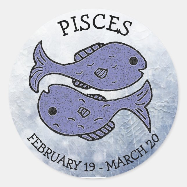 Pegatina Redonda Pisces Horoscope Rótulo Astrológico Zodiaco (Anverso)