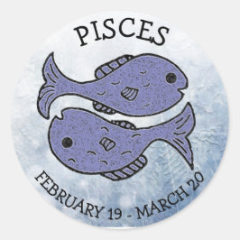 Pegatina Redonda Pisces Horoscope Rótulo Astrológico Zodiaco