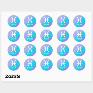 Pegatina Redonda Pisces Signo Estrella Zodiaca Astrología Gradiente