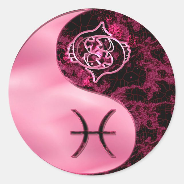Pegatina Redonda Pisces Yin Yang (Anverso)