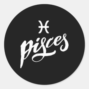 Pegatina Redonda Pisces Zodiac
