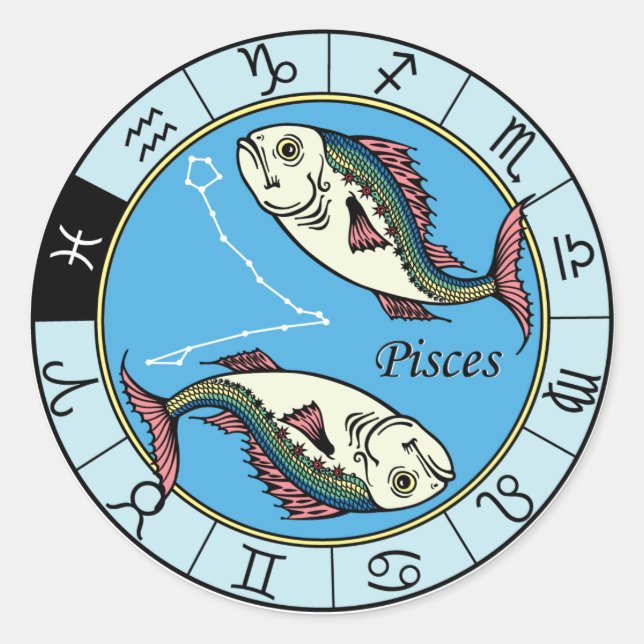 Pegatina Redonda pisces zodiac (Anverso)