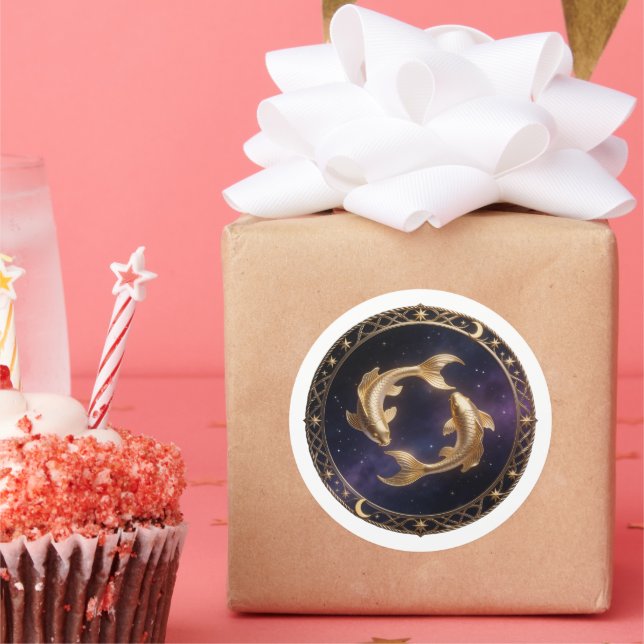 Pegatina Redonda Pisces Zodiac Fish (Fiesta)