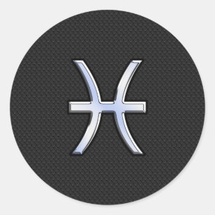 Pegatina Redonda Pisciendo Rótulo Zodiac en decoración de piel de